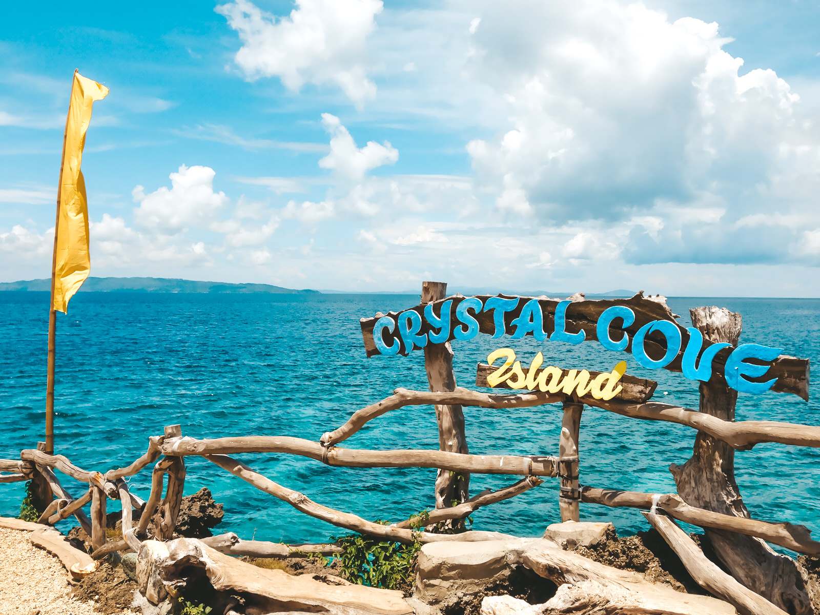 Crystal Cove Island welcome sign